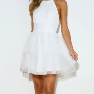 Hello Molly White Halter Mini Dress
